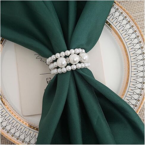Adjustable Napkin Imitation Pearl Buckle Metal Hotel Table(Black) in Kuwait
