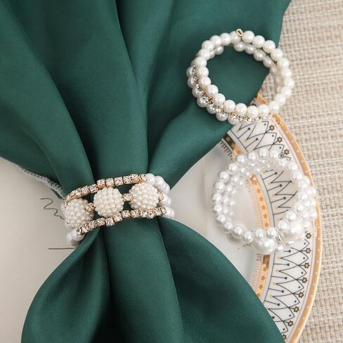 Adjustable Napkin Imitation Pearl Buckle Metal Hotel Table(Black) in Kuwait