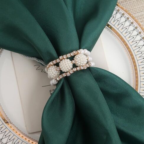 Adjustable Napkin Imitation Pearl Buckle Metal Hotel Table(Black) in Kuwait
