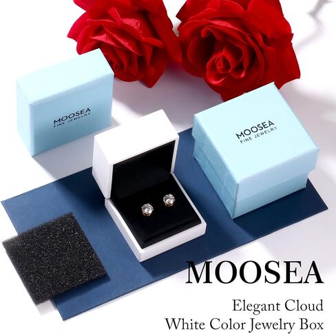 MOOSEA Screw Back Earrings for Women, Round Lab Created Moissanite Earrings 925 Sterling Silver with Rhodium Plating 4 Prong Basket Earring Studs for Women Anniversary Jewelry Gifts in Kuwait