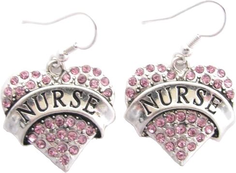 Nurse Pink Crystals Fashion French Hook Heart Earrings Jewelry in Saudi Arabia