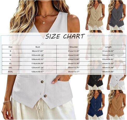 COTECRAM Cotton Linen Vest for Women 2023 Casual Sleeveless Button Down Jacket Lightweight Summer Loose Vests Outerwear in Saudi Arabia