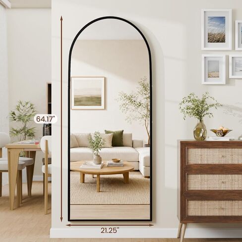 NicBex 58"×18" Full Length Mirror, Shatterproof Tempered Glass Floor Mirror, Alum Alloy Thin Frame Standing Mirror with Freestanding/Leaning/Wall Mount for Bedroom, Living Room & Entryway, Gold in Saudi Arabia