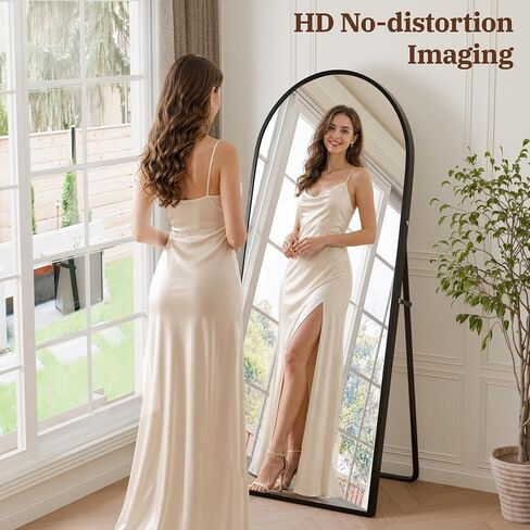 NicBex 58"×18" Full Length Mirror, Shatterproof Tempered Glass Floor Mirror, Alum Alloy Thin Frame Standing Mirror with Freestanding/Leaning/Wall Mount for Bedroom, Living Room & Entryway, Gold in Saudi Arabia