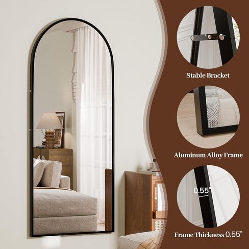 NicBex 58"×18" Full Length Mirror, Shatterproof Tempered Glass Floor Mirror, Alum Alloy Thin Frame Standing Mirror with Freestanding/Leaning/Wall Mount for Bedroom, Living Room & Entryway, Gold in Saudi Arabia