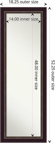 Amanti Art Bronze Full Length Mirror for Door, 52x18 Signore Bronze Tall Wall Mirror Full Length, Mounted to Door or Closet Wall with no Visible Brackets, Traditional Wood Frame, Bedroom Decor in Kuwait