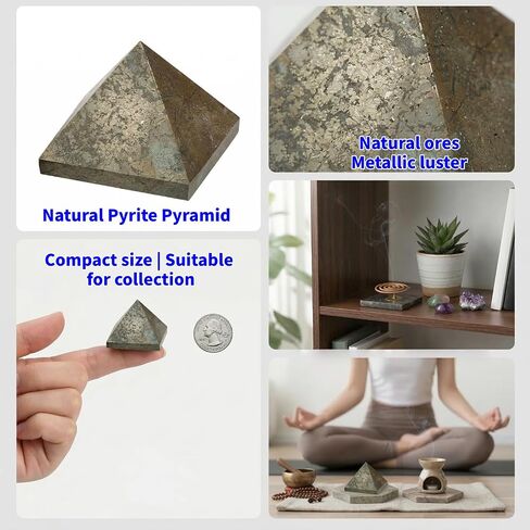 Natural Pyrite Crystal Pyramid Hand-Carved Fools Gold Pyramid for Home Decor Meditation Mindfulness Decorative Stone Thoughtful Gift in Kuwait