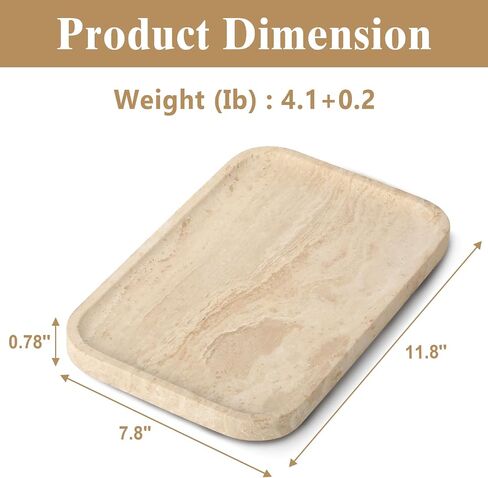 Natural Travertine Vanity Tray - Decorative Stone Marble Tray for Bathroom Countertop, Elegant Organizer for Home Decor, Jewelry, Candle, Makeup, Kitchen and Dresser Decor in Kuwait