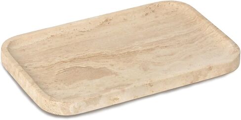 Natural Travertine Vanity Tray - Decorative Stone Marble Tray for Bathroom Countertop, Elegant Organizer for Home Decor, Jewelry, Candle, Makeup, Kitchen and Dresser Decor in Kuwait