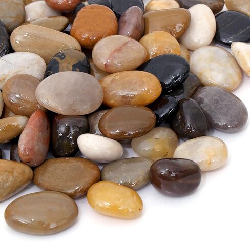 Calofulston 15LB River Rocks for Plants, Decorative Polished Stones for Garden Landscaping, Planters, Indoor and Outdoor Decor, Mixed Color, 1-1 3/4 Inch in Saudi Arabia