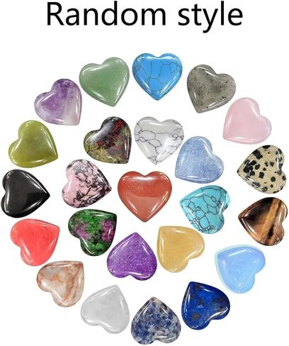 20PCS Heart Crystals Set Polished Mini Gemstone Stones with Pouch Mixed Colors Desktop Decor for Meditation DIY Craft in Kuwait