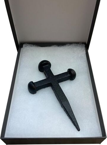 4"- CROSS NAIL – Ornamental Rustic Iron – Crucifix Cross Style – Antique Reproduction Nail – Decorative Clavos nails for Hook hanger, Accent nail – 4in x 2.5in – Black Cast Iron Spike (1) in Kuwait