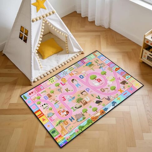 Kids Educational Play Mat, TPR Non-Slip Soft Low Pile Rug, ABC Alphabet, Numbers, Shapes, Map, Seasons Learning Carpet for Toddler Playroom Nursery, 3x2 Feet, Ideal Present for Baby Boys Girls in Kuwait