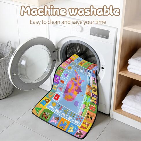 Kids Educational Play Mat, TPR Non-Slip Soft Low Pile Rug, ABC Alphabet, Numbers, Shapes, Map, Seasons Learning Carpet for Toddler Playroom Nursery, 3x2 Feet, Ideal Present for Baby Boys Girls in Saudi Arabia