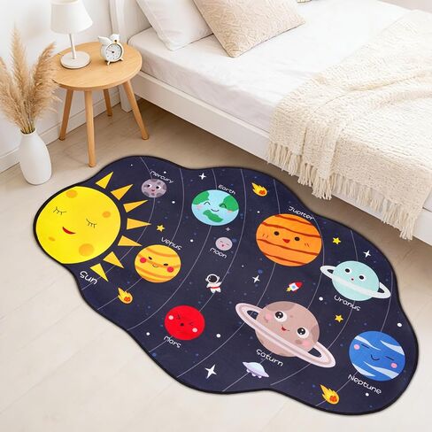 Space Area Rugs for Bedroom,Washable Solar System Rug Cute Carpet Kids Funny Cartoon Bedroom Rug, Room Decor Galaxy Rugs for Living Room,Kitchen,Entryway,Home(46 * 29inch) in Saudi Arabia