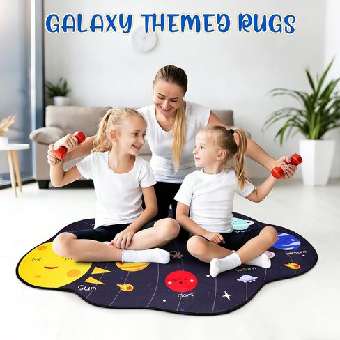 Space Area Rugs for Bedroom,Washable Solar System Rug Cute Carpet Kids Funny Cartoon Bedroom Rug, Room Decor Galaxy Rugs for Living Room,Kitchen,Entryway,Home(46 * 29inch) in Saudi Arabia