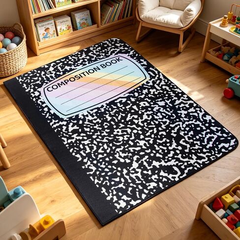 Lettry Composition Notebook Classroom Rug, 4×3 FT Educational Area Rug for Room Seating Décor, Large Back to School Composition Book Play Rug Educational Learning Mat for Classroom Learning Corner in Saudi Arabia