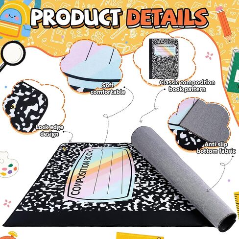 Lettry Composition Notebook Classroom Rug, 4×3 FT Educational Area Rug for Room Seating Décor, Large Back to School Composition Book Play Rug Educational Learning Mat for Classroom Learning Corner in Saudi Arabia