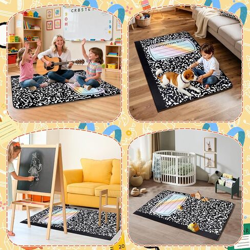 Lettry Composition Notebook Classroom Rug, 4×3 FT Educational Area Rug for Room Seating Décor, Large Back to School Composition Book Play Rug Educational Learning Mat for Classroom Learning Corner in Saudi Arabia