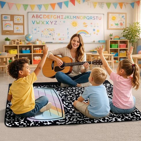 Lettry Composition Notebook Classroom Rug, 4×3 FT Educational Area Rug for Room Seating Décor, Large Back to School Composition Book Play Rug Educational Learning Mat for Classroom Learning Corner in Saudi Arabia