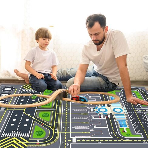 Play Rug for Kids Playroom 31''x47'' Airport Playmat Airplane Rug Airport Carpet with City Road Traffic System and Aircraft Runway，Non-Slip Washable Classroom Rugs Car Rugs Airports Mat in Saudi Arabia
