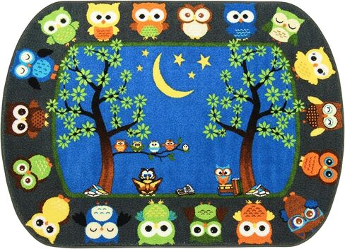 SAFECASTLE Kids Carpet Story Time Owl Rug – 6'6" x 8'4" – Large Multicolored Nylon Educational Area Rug – Learning Carpet for Kids, Toddlers, Classroom, Nursery, Playroom, Daycare & Bedroom in Saudi Arabia