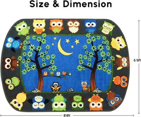 SAFECASTLE Kids Carpet Story Time Owl Rug – 6'6" x 8'4" – Large Multicolored Nylon Educational Area Rug – Learning Carpet for Kids, Toddlers, Classroom, Nursery, Playroom, Daycare & Bedroom in Saudi Arabia