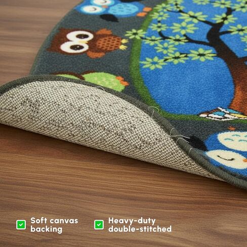 SAFECASTLE Kids Carpet Story Time Owl Rug – 6'6" x 8'4" – Large Multicolored Nylon Educational Area Rug – Learning Carpet for Kids, Toddlers, Classroom, Nursery, Playroom, Daycare & Bedroom in Saudi Arabia