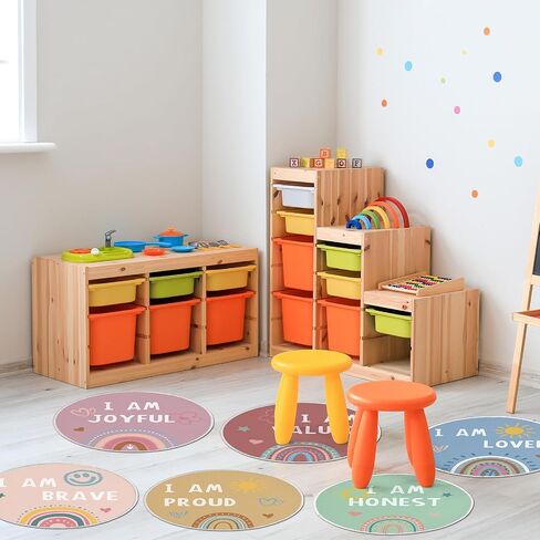 OBUSATT 12Pcs Carpet Circle Seats 15 Inch Positive Affirmations Round Classroom Rug Non Slip Floor Cushions Mat for Back to School Nursery Learning Calming Corner Playing Areas Decor(Boho Rainbow) in Kuwait