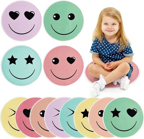 OBUSATT 12Pcs Carpet Circle Seats 15 Inch Positive Affirmations Round Classroom Rug Non Slip Floor Cushions Mat for Back to School Nursery Learning Calming Corner Playing Areas Decor(Boho Rainbow) in Kuwait