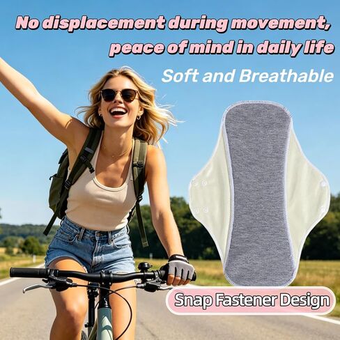Reusable Sanitary Pads for Women,Feminine Care,Machine Washable,6pcs/Set,Pack of 5+1 Storage Bag,Nonslip Panty Liners,Graphene Period Pads in Saudi Arabia