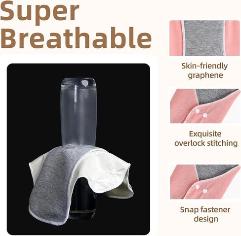 Reusable Sanitary Pads for Women,Feminine Care,Machine Washable,6pcs/Set,Pack of 5+1 Storage Bag,Nonslip Panty Liners,Graphene Period Pads in Saudi Arabia