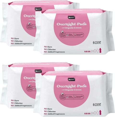 b.pure 100% Organic Cotton Herbal Panty Liners for Women | Chemical Free | Lavender & Aloe Infused | Light, Breathable Protection | 72-Count in Kuwait