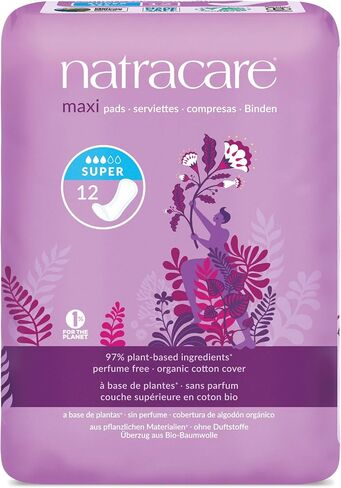 Natracare Maxi Pads Super مع غطاء من القطن العضوي، 12 قطعة (عبوة من 6 قطع) in Kuwait