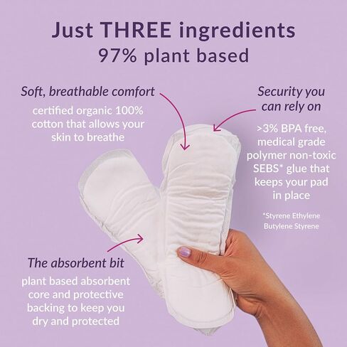 Natracare Maxi Pads Super مع غطاء من القطن العضوي، 12 قطعة (عبوة من 6 قطع) in Kuwait