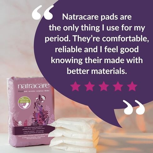 Natracare Maxi Pads Super مع غطاء من القطن العضوي، 12 قطعة (عبوة من 6 قطع) in Kuwait