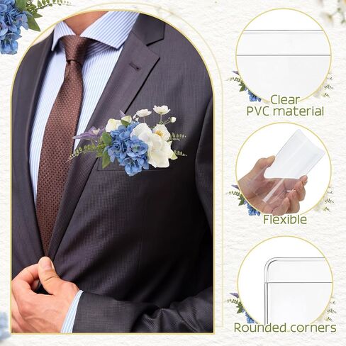 RattanView Pocket Boutonniere Plastic Sleeve with Cards＆Stickers Groomsmen Boutonniere Pockets Holder Flowers Not Included in Kuwait
