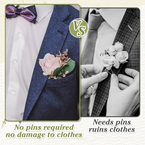 RattanView Pocket Boutonniere Plastic Sleeve with Cards＆Stickers Groomsmen Boutonniere Pockets Holder Flowers Not Included in Kuwait