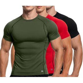 MagnaMan Men's Compression Shirts 3 - Pack: Moisture - Wicking Athletic Baselayer Tops in Saudi Arabia