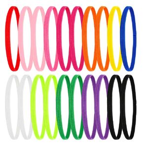 20 PCS Elastic Thin Headbands Elastic Single Slim Sweatbands Stretchy Thin Hair Bands Non Slip Workout Headband Bright Sports Athletic Hairbands for Women Men 12 Colors in Saudi Arabia