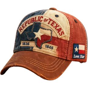 Texas Republic Cap, Vintage Distressed Washed Cotton Lone Star Texas Flag Map Embroidery Dad Hat Adjustable Cowboy Trucker Caps Outdoor Sun Hats for Men Women in Saudi Arabia