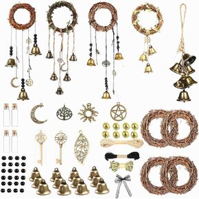 69 Pcs Witch Bells DIY Kit Decor Door Knob Hanging Witchcraft Protection Witchy Wind Chimes Wreath Decorations in Saudi Arabia