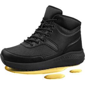 Non Slip Work Boots for Women, Slip Resistant Lace-Up Kitchen Shoes with Oxford Fabric Upper, Lightweight Cushioned Comfort and Ankle Support for Restaurant Food Service Long Shifts in Saudi Arabia