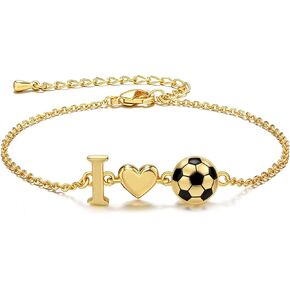 Volleyball Soccer Softball Bracelets for Teen Girls Women,14K Gold Plated Adjustable Heart Sports Accessories,Birthday Easter Gift for Team Player Coach in Saudi Arabia