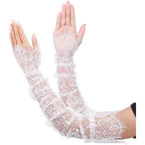 Long Sheer Lace Arm Sleeves For Wedding And Evening Party - Detachable Sleeves For Wedding Dresses - Fingerless Gloves For Bride And Special Occasion Elegant Floral Arm Covers in Saudi Arabia