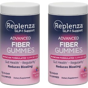 Replenza GLP-1 Support Fiber Gummies – Physician Formulated for Gut Health, Mixed Berry Flavor, 60-Count, for Men & Women, 2 Pack in Saudi Arabia