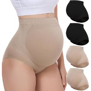 Maternity Underwear High Waist Seamless Pregnancy Panties Over Bump Support Shapewear for Women 4 Pack in Saudi Arabia