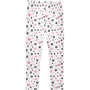 Cute Pink Dog Paw Prints Girls Leggings Kids Yoga Pants Athletic Tights Pants 4-10 Years in Saudi Arabia