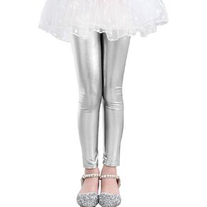 LOLANTA Girls Metallic Leggings, Kids Stretchy Tights, Ankle Length Shiny Dance Pants in Saudi Arabia