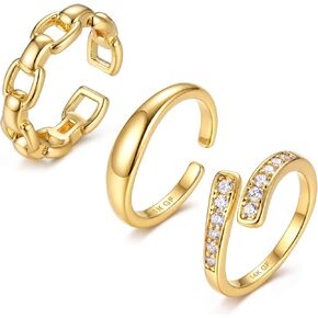 3 Pcs Adjustable Toe Rings for Women, 14K Gold Filled Non Tarnish Waterproof Cute Stackable Toe Ring Set with Cross Star Chain Designs for Beach Summer Sandal Season Vintage Minimalist Gift in Saudi Arabia